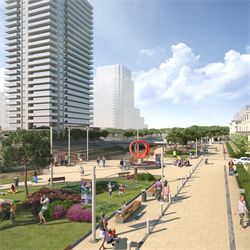 Artist Rendering of Concept Master Plan for Revitalized Downtown Etobicoke Creek - 6